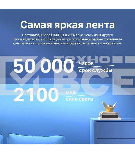 Умная светодиодная Wi-Fi лента Tapo Smart Light Strip 5m, cut to size every 10cm, one adapter, one controller