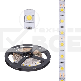 Лента LED 3 м 12 В 5050 2700 К IP23 60 LED/м для БП с клеммами LAMPER