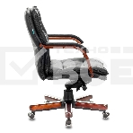 Кресло руководителя Бюрократ T-9927WALNUT-LOW/BL черный, кожа, низкая спинка, крестовина дерево, фото18