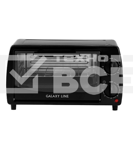 Мини-печь Galaxy Line GL 2626, черный, 10 л, 1000 Вт, таймер на 60 минут, индикатор работы, автоотключение