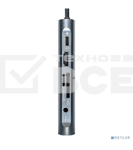 Док-станция ExeGate EX293985RUS DUB-31C/MAX (кабель-адаптер USB Type-C --> 3xUSB3.0 + Card Reader + PD 100W + HDMI 4K@30Hz + VGA + Audio + Lan RJ45 10/100/1000Mb, Plug&Play, серый)