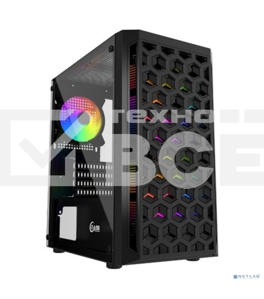 Компьютерный корпус Powercase Mistral Micro T3B, Tempered Glass, Mesh, 2x 140мм + 1х 120мм 5-color fan, черный, mATX (CMIMTb-L3)