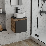 Тумба Bau Dream Blackwood 35 с ящиком, графит, раковина BAU Mini 24х24, смеситель для раковины высокий Hotel Black, черный, фото2