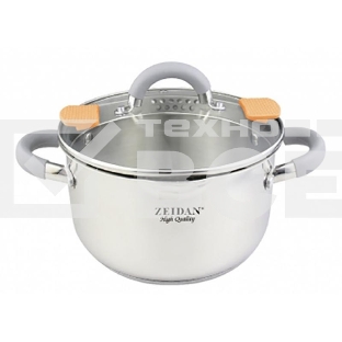 Кастрюля Zeidan Z-50291 5,0 л со сливом - 5.0 л (O22 см), нерж. сталь, внутренняя – матовая полировка, снаружи - комбинированная полировка, шкала литража, стеклянная крышка со сливом, 3-х СЛОЙНОЕ КАПСУЛИРОВАННОЕ ДНО. Подарочная упаковка с пластиковой ручкой.