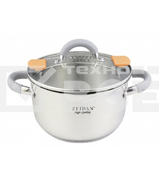 Кастрюля Zeidan Z-50291 5,0 л со сливом - 5.0 л (O22 см), нерж. сталь, внутренняя – матовая полировка, снаружи - комбинированная полировка, шкала литража, стеклянная крышка со сливом, 3-х СЛОЙНОЕ КАПСУЛИРОВАННОЕ ДНО. Подарочная упаковка с пластиковой ручкой.