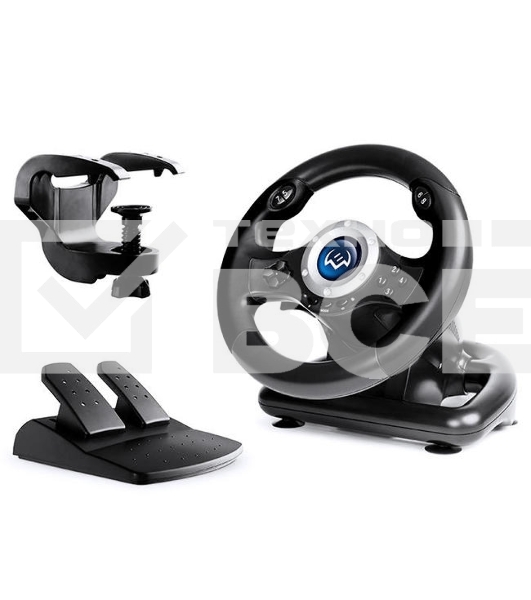 Руль SVEN GC-W500 (педали, вибро, скоба, лепестки, D-pad, 10 кл, резин. вставки, PC/Xinput)