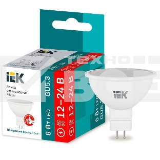 Лампа светодиодная MR16 софит 8Вт 12-24В 4000К GU5.3 (низковольтная) IEK LLE-MR16-08-12-24-40-GU5