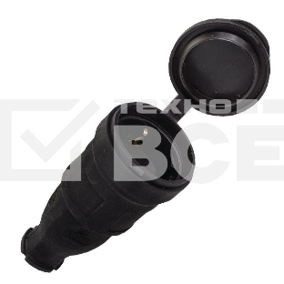 Розетка переносная 16А 230В 2P+PE с защ. крышкой IP44 каучук EKF RPS-012-16-230-44