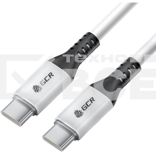 Кабель GCR 1.0m Type C-C, для MacBook 18W, белый, AL корпус белый, черный ПВХ, GCR-53122