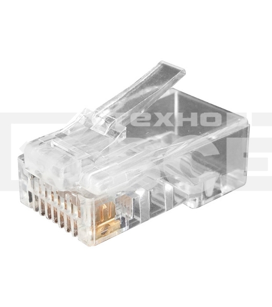 Коннектор Hyperline, RJ45(8p8c), кат. 6, неэкр., для одножильного и многожильного кабеля, 100 шт, цвет: прозрачный