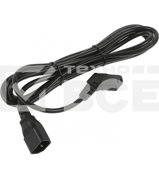 Кабель питания Hyperline PWC-IEC13A-IEC14-3.0-BK монитор-компьютер IEC 320 C13 (угловая) - IEC 320 C14 (3x1.0), 10A, прямая вилка, 3м, цвет черный