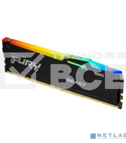 Оперативная память Kingston Fury Beast, DDR5, 32GB (1x32GB), 6000MHz, CL36, с радиатором, RGB, черный