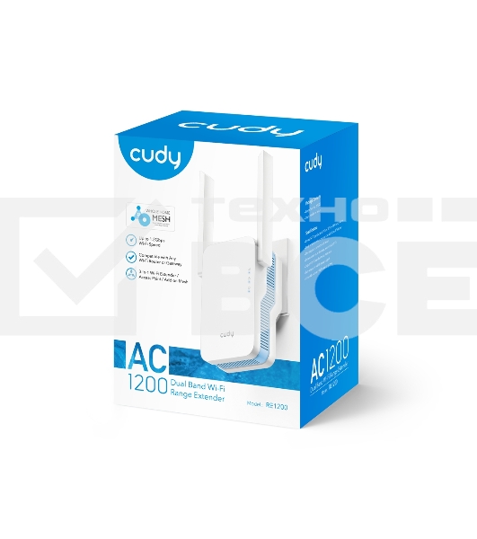 Повторитель беспроводного сигнала Cudy RE1200 AC1200 10/100BASE-TX/Wi-Fi белый