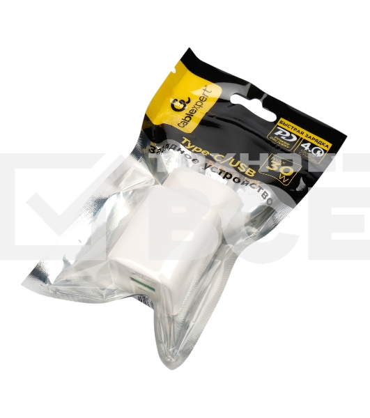 Зарядное устройство Cablexpert MP3A-PC-63, 30Вт GaN, 3А, QC4.0/PD, 1xUSB, 1xType-C, белый, пакет