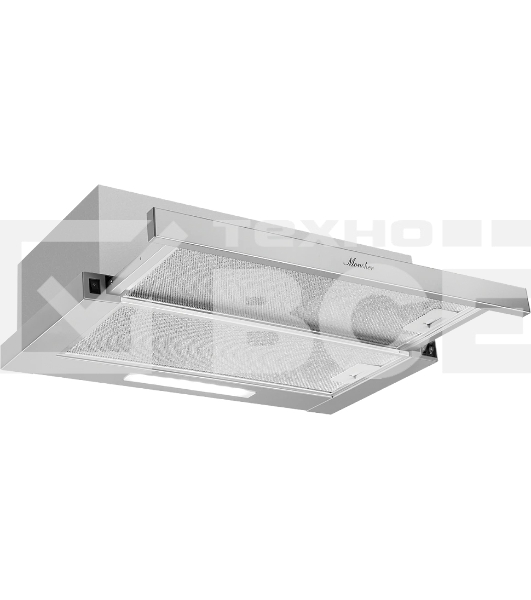 Встраиваемая вытяжка MONSHER LAUTREC 60 Acier, ширина 60 см, отвод/рециркуляция, 550 м3/час, механическое управление, 3 скорости, светодиодное освещение 1х2 Вт, металлические жироулавливающие фильтры, угольный фильтр KFY (опция), цвет стальной