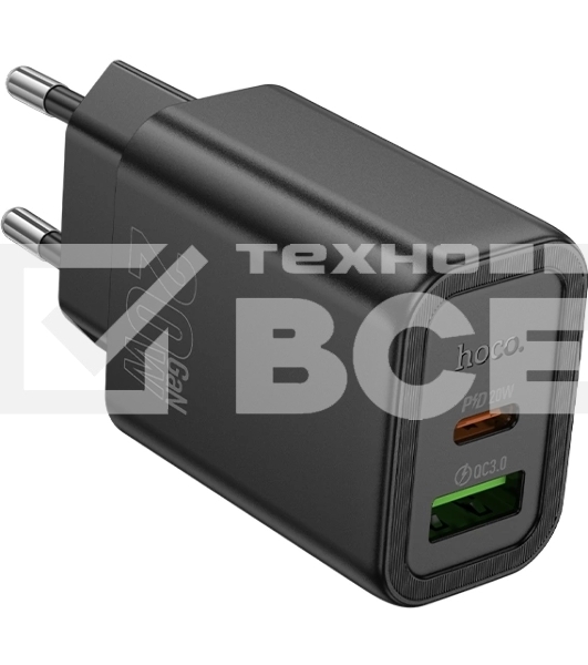 Сетевое зарядное устройство Hoco N61 Gentle 20W 3A (PD+QC) черный (44235)