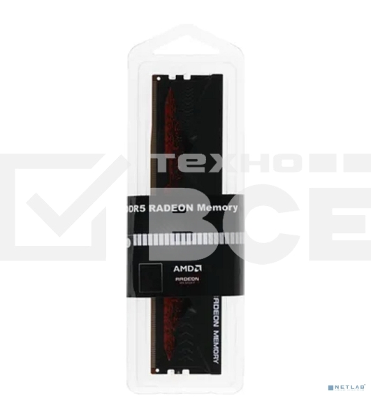Оперативная память AMD Radeon R5, DDR5, 8GB (1x8GB), 4800MHz, CL40, DIMM, с радиатором, черный/красный