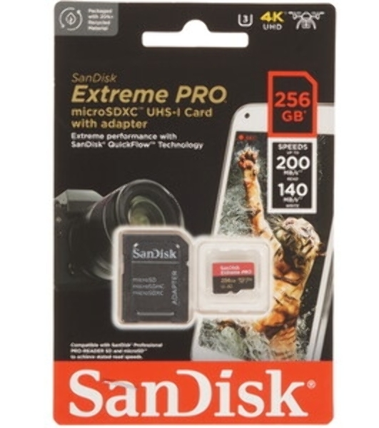 Флеш карта microSDXC 256GB SanDisk Extreme Class 10, UHS-I, W130, R 190 МБ/с
