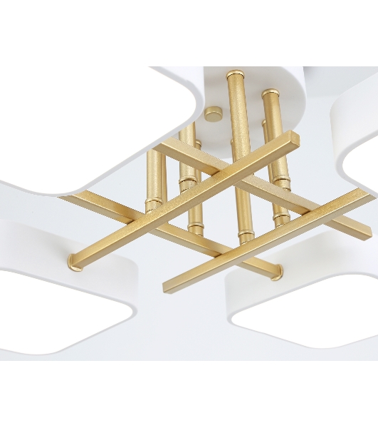 Люстра светодиодная на штанге Ambrella light FL516341/4 WH/GD белый/золото 72W 3000-6000K 550*550*150 (без ПДУ)