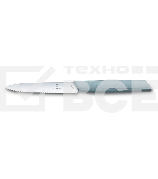 Нож кухонный Victorinox Swiss Modern (6.9006.10W21) стальной разделочный лезв.100мм серрейт. заточка серый