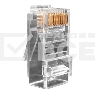 Коннектор Hyperline, RJ45(8p8c), кат. 6, неэкр., для одножильного и многожильного кабеля, 100 шт, цвет: прозрачный