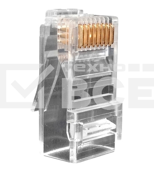 Коннектор Hyperline, RJ45(8p8c), кат. 6, неэкр., для одножильного и многожильного кабеля, 100 шт, цвет: прозрачный
