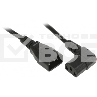 Кабель питания Hyperline PWC-IEC13A-IEC14-3.0-BK монитор-компьютер IEC 320 C13 (угловая) - IEC 320 C14 (3x1.0), 10A, прямая вилка, 3м, цвет черный
