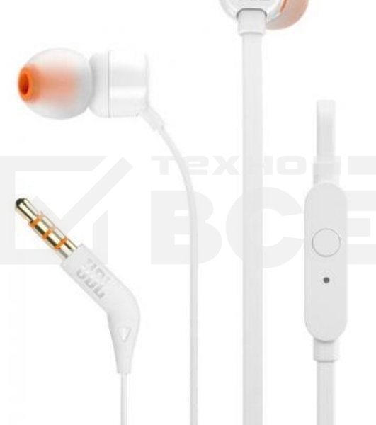 Наушники JBL Tune 110, 3.5 мм, внутриканальные, белый