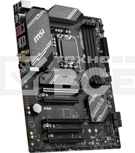Материнская плата MSI B760 GAMING PLUS WIFI, LGA 1700, Intel B760, 4xDDR5, 4xSATA, 2xM.2, 1xPCI-E 4.0 x16, 3xPCI-E 3.0 x1, 1xDP, 1xHDMI, 1x 2.5Gb LAN, 2xUSB-A 3.2 Gen 2, 4xUSB 2.0, 5x3.5 мм, 7.1, Standard-ATX