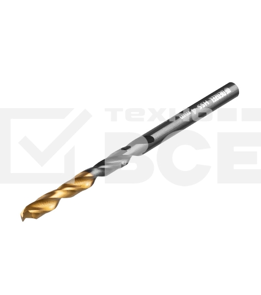 Сверло по металлу, 4 мм, HSS-Tin, Golden Tip, 10 шт. Denzel