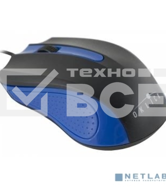 Мышь проводная Oklick 225M черный/синий, 1200 dpi, USB, кнопки - 3