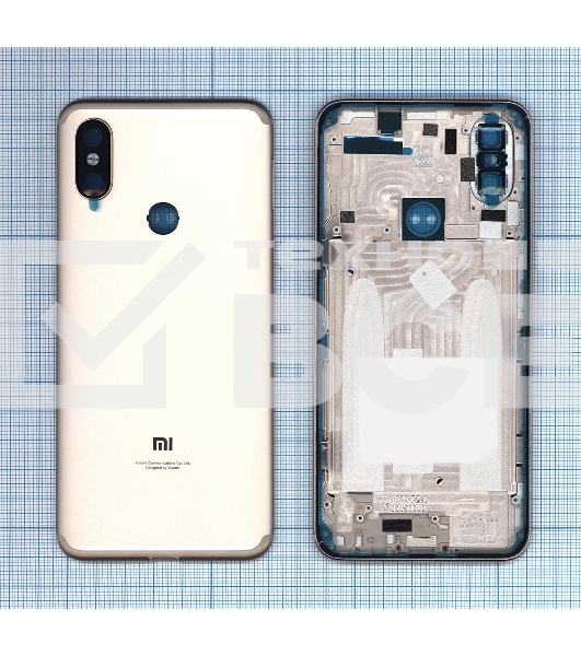 Задняя крышка для Xiaomi Mi 6X Mi A2  золотая