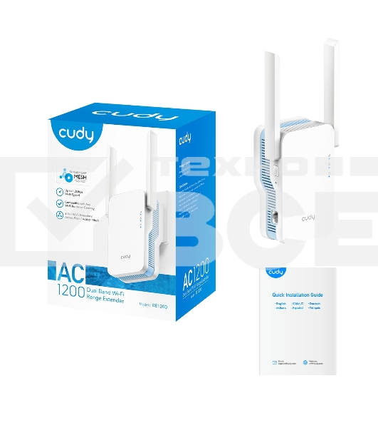 Повторитель беспроводного сигнала Cudy RE1200 AC1200 10/100BASE-TX/Wi-Fi белый