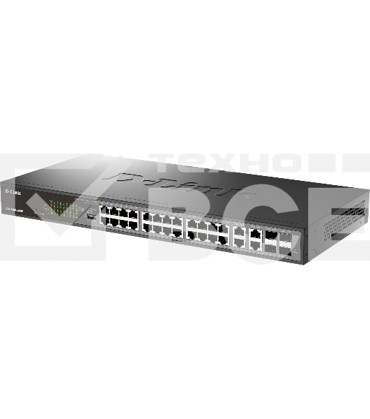 Сетевой коммутатор Smart L2 Surveillance Switch 24х1000Base-T PoE, 4xCombo 1000Base-T/SFP, PoE Budget 370W, Long-range PoE up to 250m