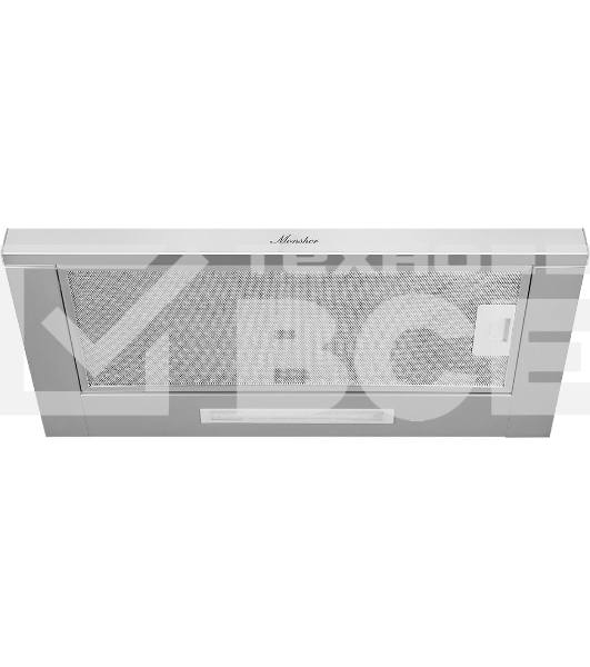 Встраиваемая вытяжка MONSHER LAUTREC 60 Acier, ширина 60 см, отвод/рециркуляция, 550 м3/час, механическое управление, 3 скорости, светодиодное освещение 1х2 Вт, металлические жироулавливающие фильтры, угольный фильтр KFY (опция), цвет стальной