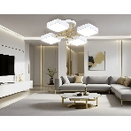 Люстра светодиодная на штанге Ambrella light FL516341/4 WH/GD белый/золото 72W 3000-6000K 550*550*150 (без ПДУ), фото3