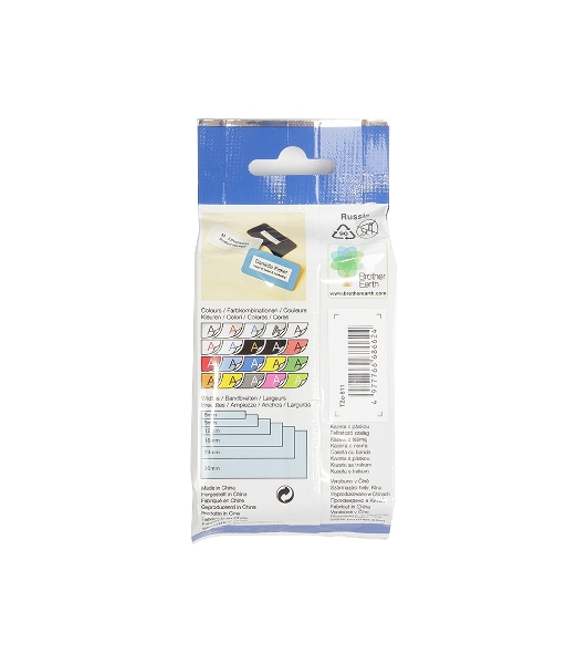 Наклейка ламинированная Brother TZe-611 (6 мм черн/желт, аналог TZ-611)