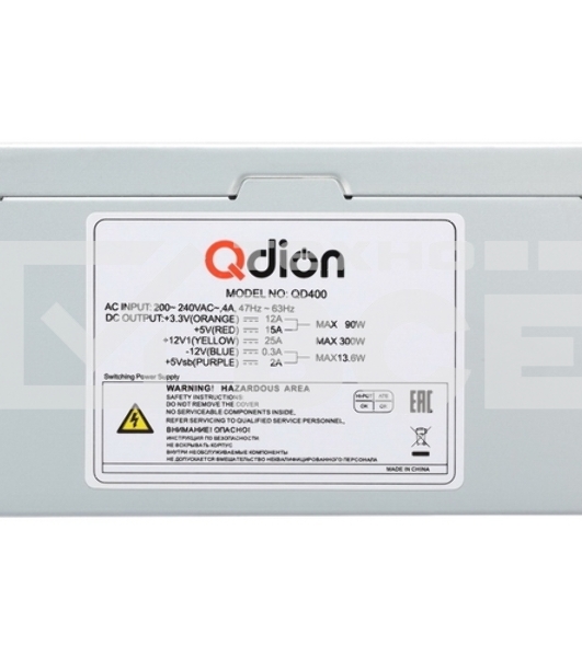 Серверный блок питания 400Вт QDION ATX 400W, 120mm, 3xSATA, 1xPCI-e, nonPFC