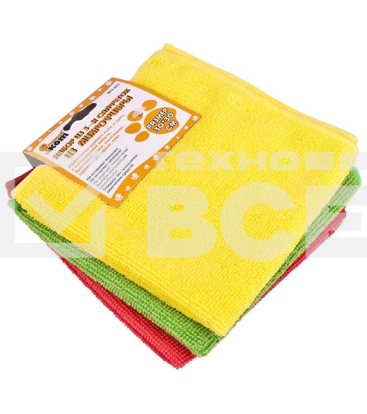 Набор из 3-х салфеток из микрофибры Рыжий кот MFS-02/3, размер: 30x30 см