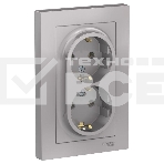 Розетка 2-м AtlasDesign с заземл. 16А в сборе алюм. SchE ATN000324, фото7