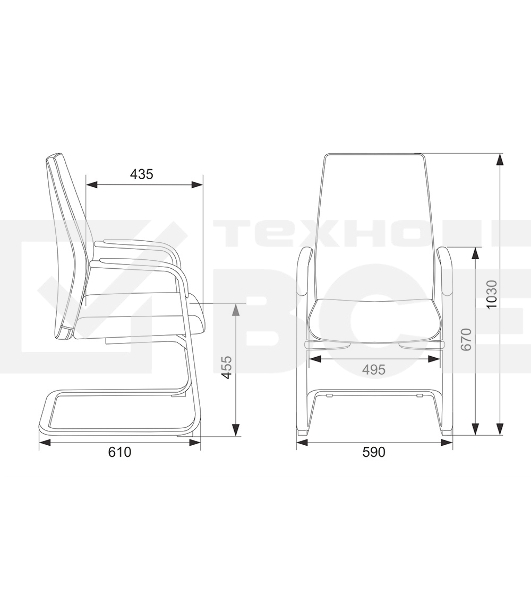 Кресло Бюрократ _JONS-LOW-V/CASHGREY на полозьях серый
