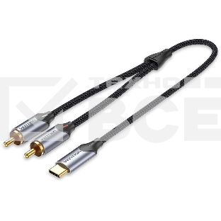 Переходник-разветвитель Vention гибкий USB-C M/2RCA M - 1.5м