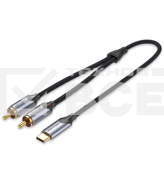 Переходник-разветвитель Vention гибкий USB-C M/2RCA M - 1.5м