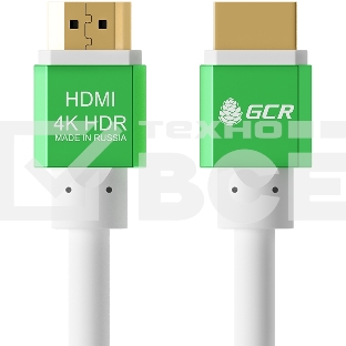 Кабель Greenconnect 5.0m HDMI версия 2.0, HDR 4:2:2, Ultra HD, 4K 60 fps 60Hz/5K*30Hz, 3D, AUDIO, 18.0 Гбит/с, 28/28 AWG, OD7.3mm, тройной экран, белый, AL корпус зеленый, GCR-51292 Greenconnect Кабель 5.0m HDMI версия 2.0, HDR 4:2:2, Ultra HD, 4K 60 fps 