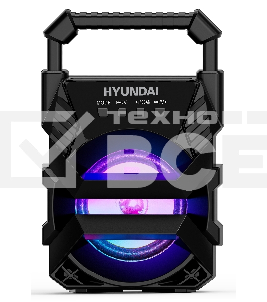 Колонка портативная Hyundai H-PS1000 черный 9 Вт 1.0 BT/USB 10м 500mAh
