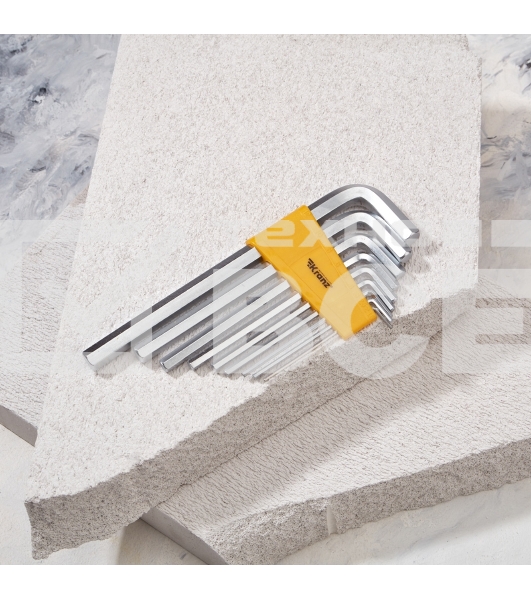 Набор ключей имбусовых HEX Kranz 2,0-12 мм, CrV, 9 шт., удлиненные