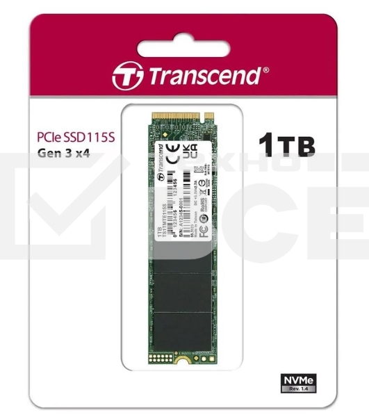 Накопитель SSD Transcend 115S, 1Tb, PCIe 3.0 x4, M.2 2280, NVMe, R/W 3200/2000