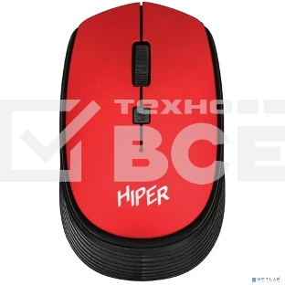 Мышь беспроводная HIPER HOMW-082 красный, 1600 dpi, радиоканал, USB, кнопки - 4