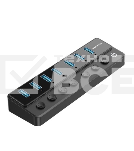 Концентратор Vention OTG USB 3.0 на 7 портов черный