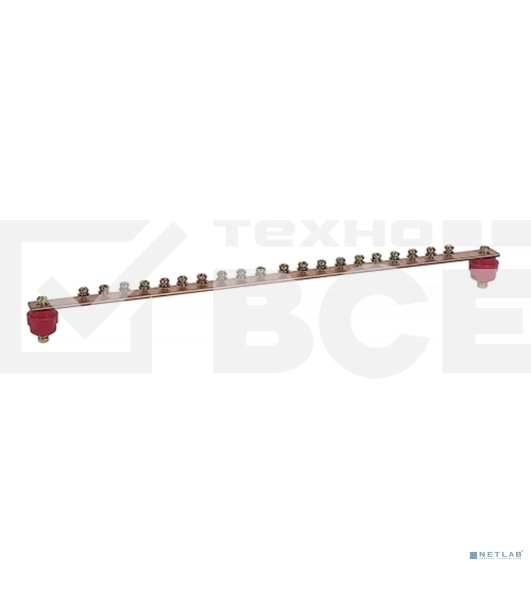 Медная шина заземления Cabeus CGb-IN-1U-20-19 с изоляторами, 20 точек подключения, 19' дюймов